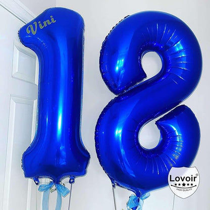 Navy Blue 18 Number Balloons, 40 Inch Giant Number 18 Balloons Foil Mylar - Image 9