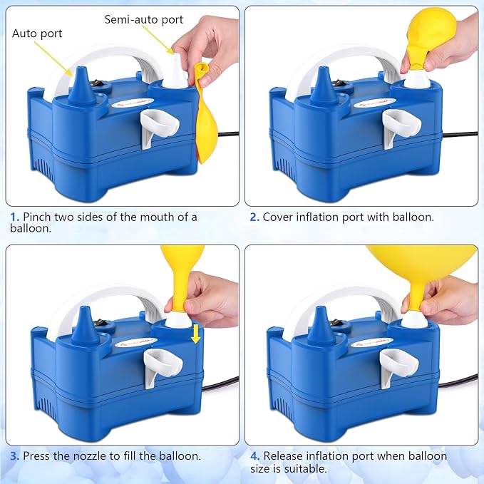 IDAODAN Electric Air Balloon Pump Portable Dual Nozzle 110V 600W Electric - Image 4