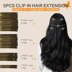 DOORES Clip in Human Hair Extensions, 5pcs 80g 20 Inch Walnut Brown to Ash Brown and Bleach Blonde Balayage Straight Natural