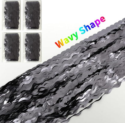 4 Pack Wavy Grey Foil Fringe Curtains Party Decorations - Image 3