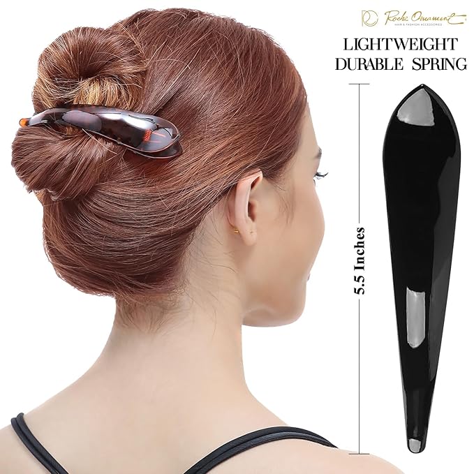 RC ROCHE 6 Pcs Duck Bill Alligator Hair Clips for Women Sectioning Flat Claw Long Thick Hair Inner Teeth Curved Styling Jaw Strong Secure Grip Salon, Large Black & White