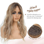 MORICHY Hair Toppers for Women with Thinning Hair 20inch Long Wavy Hair pieces for Women Synthetic Wiglets Topper with Bangs Clip in Light brown with Blonde Highlights