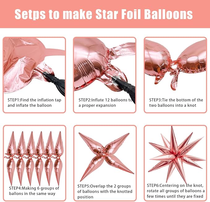 Rose Gold Star Balloons Birthday Decorations - Image 3