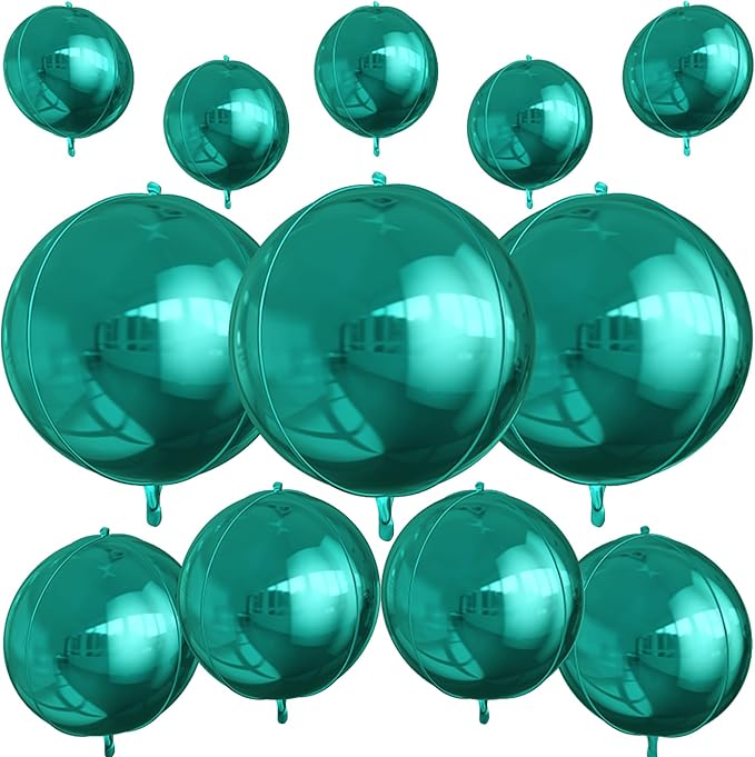 12Pcs Dark Green Round Foil Balloons, Metallic Green Foil Balloon by vibzox
