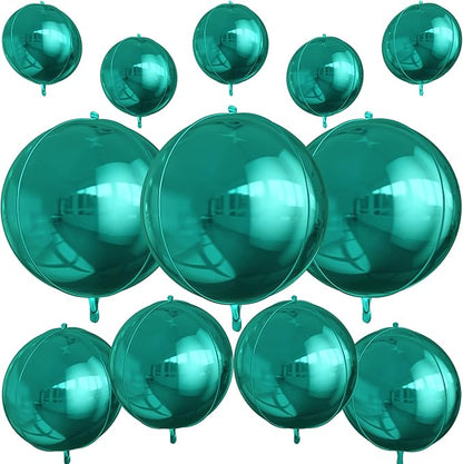 12Pcs Dark Green Round Foil Balloons, Metallic Green Foil Balloon by vibzox