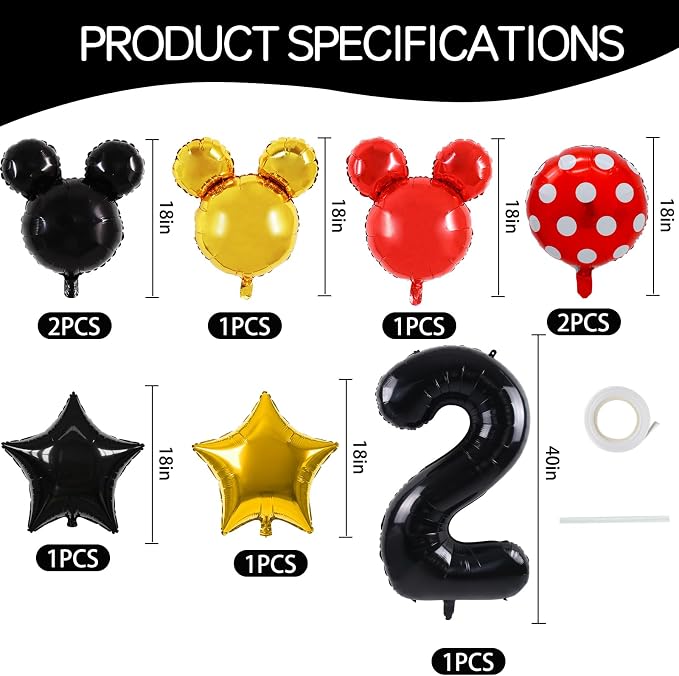 Vuzvuv Red Black Gold Foil Balloon Set - Image 2