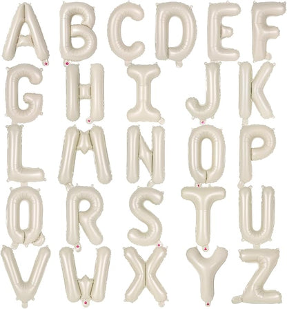 26 Pcs Cream Letter Balloons, 16 Inch Foil Alphabet Letter Balloons, Letter A-Z by YOTHORN