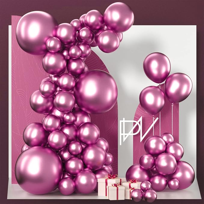 PartyWoo Metallic Hot Pink Balloons 100pcs Dark Pink Magenta Fuchsia Color | by PartyWoo