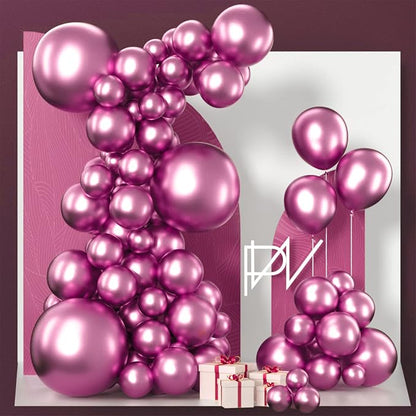 PartyWoo Metallic Hot Pink Balloons 100pcs Dark Pink Magenta Fuchsia Color | by PartyWoo