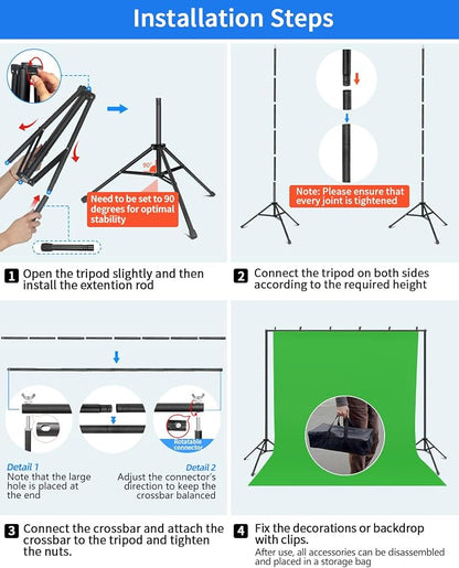 Hemmotop Backdrop Stand 10x8ft, Versatile Sizes Adjustable Banner Holder | Metal - Image 9