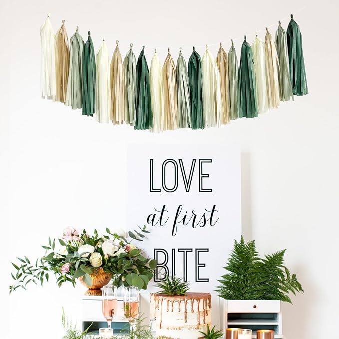 ANSOMO Sage Green Happy Birthday Party Decorations Retro Green Nude Ivory Dark - Image 7