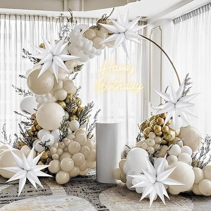Star Foil Balloons 12 Point Cone Explosion Star Foil Balloons | 60 Pcs White - Image 2