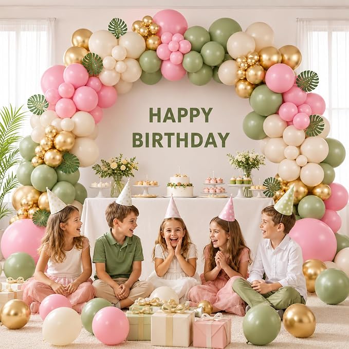 Pink and Green Gold Balloon Arch Kit - Image 2