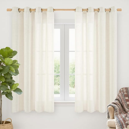 YoungsTex 68 Inch Length Ivory Linen Curtains by YoungsTex