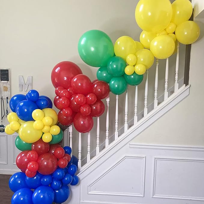 Red Yellow Blue Balloons, 12 Inch Carnival Circus Balloon, Matte Blue Yellow - Image 4