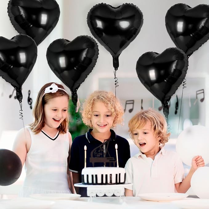 12 Pcs Black Heart Balloons, 18 Inch Heart Foil Balloons Love Balloon Valentine - Image 6