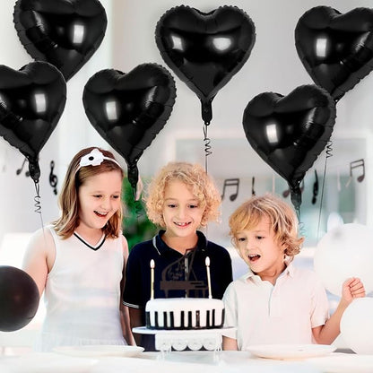 12 Pcs Black Heart Balloons, 18 Inch Heart Foil Balloons Love Balloon Valentine - Image 6