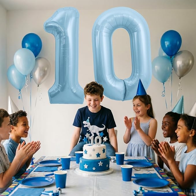 TONIFUL 40 Inch Pastel Blue Number 0 Foil Balloon Large Mylar Foil Digital 0 - Image 3