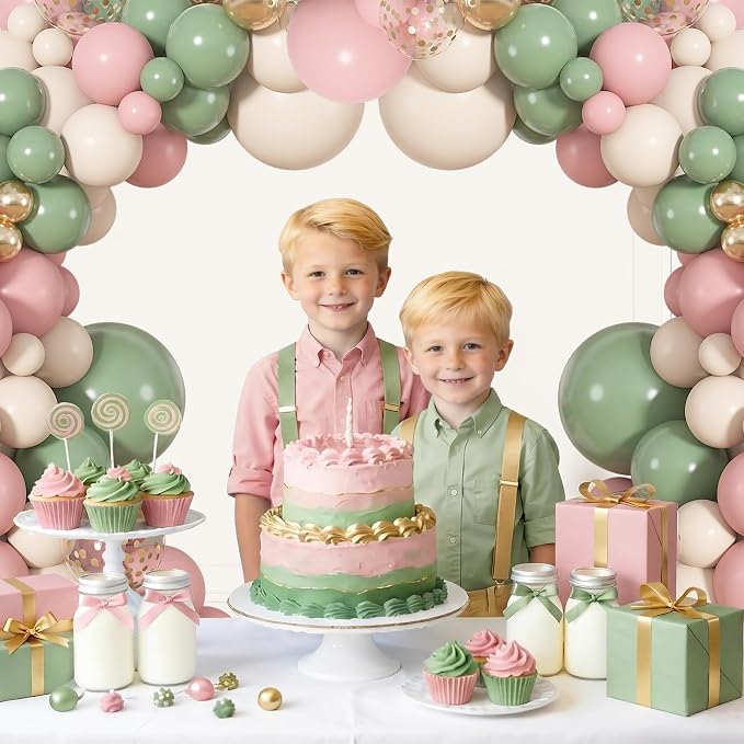 164Pcs Pink and Green Balloons Garland Arch Kit Different Sizes | 18 12 10 5 - Image 5