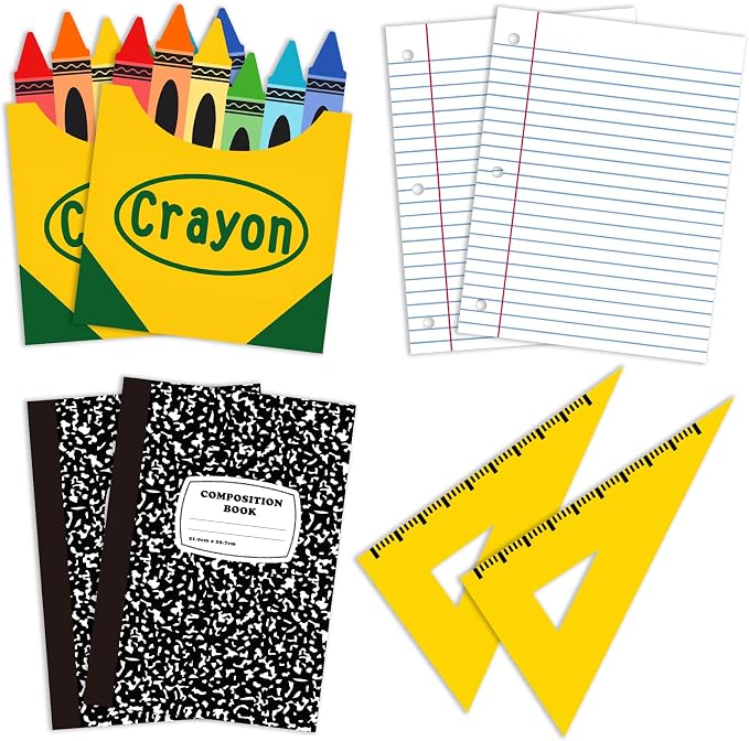 8 Pcs Back to Party Paper Cards Sets 13.8 Inch Colorful Stationery Design Cards by Denylopro