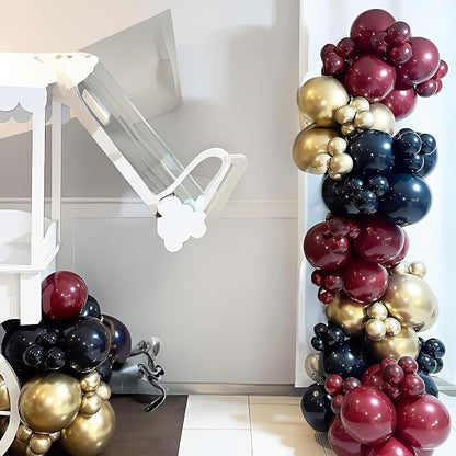 HILAVO Black Burgundy Gold Balloons 12 Inch Burgundy Maroon Red Black Metallic - Image 7