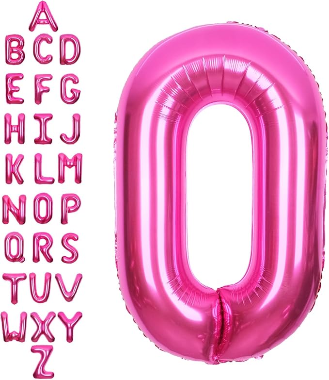 SUWEN 40 Inch Hot Pink Large O Letter Balloons Big Foil Helium Letter A-Z | by SUWEN