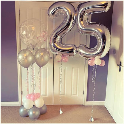 40 Inch Silver 25 Number Balloons Giant Jumbo Huge 25 or 52 Foil Mylar Helium - Image 4