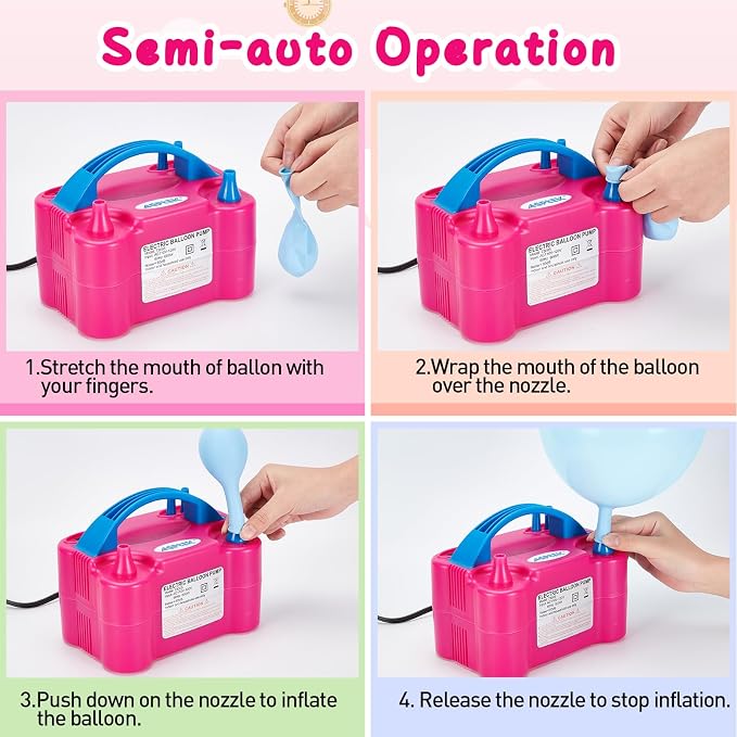 AGPTEK Electric Air Balloon Pump, 110V 600W | Portable Dual Nozzle - Image 4