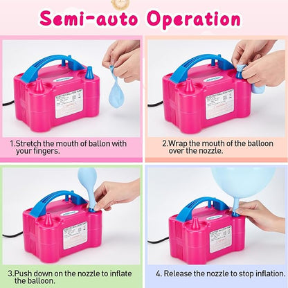 AGPTEK Electric Air Balloon Pump, 110V 600W | Portable Dual Nozzle - Image 4