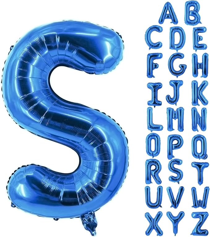 Letter Balloons 40 Inch Blue Giant Alphabet Balloons Letter S | Foil Mylar Big by YUNSHANGMO