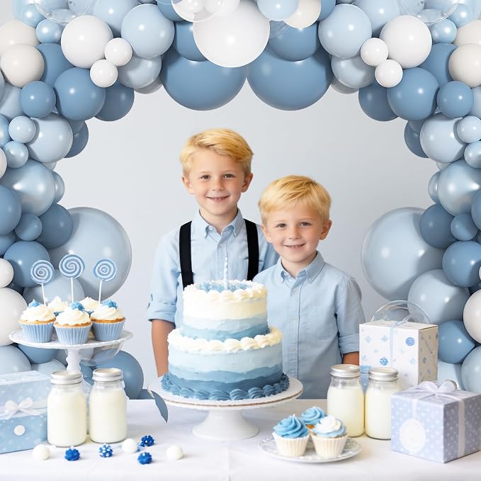 164Pcs Dusty Blue White Balloons Garland Arch Kit Different Size | 18 12 10 5 - Image 3