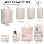 OlarHike 8 Set Compression Packing Cubes,Christmas Gifts for Women Mom Girl,Compressible Expandable Luggage Clothes Organizer for Travelers,Airplane/Cruise/Car/Train Travel Essentials(Beige)