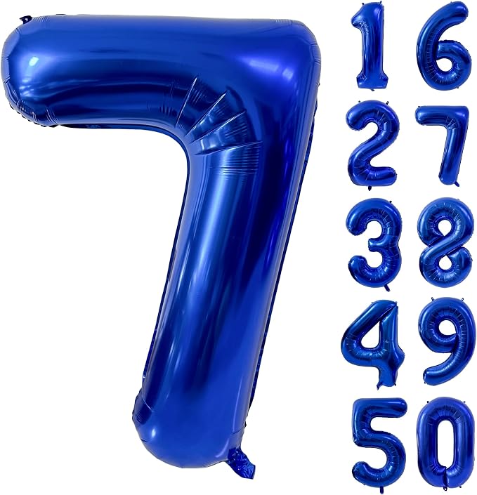 40 inch Navy Blue Number Balloon Dark Blue 7 Balloons Giant Foil Helium by Yeodong