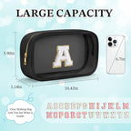 YOOLIFE Travel Toiletry Bag for Women, Black Clear Makeup Bag Cute Make Up Bag Cosmetic Bags Skin Care Makeup Bag Organizer Birthday Gifts for Women Teacher Mother Girlfriend Initial T