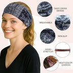 Artilady 6 Pack Boho Headbands for Women - Wide Bandana Headband Non Slip Stretchy Cheetah Paisley Print Turban Headwarp Twisted for Girls