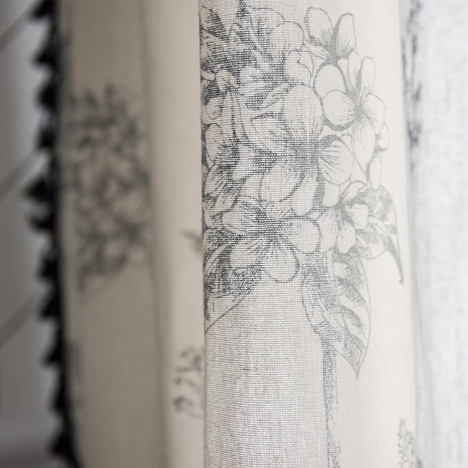 Farmhouse Boho Curtains 63 Inch Length 2 Panels Living Room Semi Sheer Drapes - Image 5