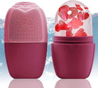XHJRI Ice Face Roller Massager,Ice Cube Roller for Face, Eyes and Neck Naturally Conditioning and Skin Care,De-Puff Eye Bags,Reduce Migraine Pain,Reusable Massage Silicone Ice Mold (Upgrade Rose)