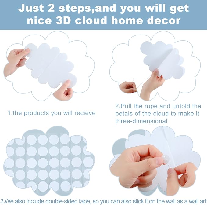 8 Pcs 3D Cloud Decoration Hanging - Image 2