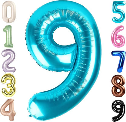 Number 9 Balloons 40 Inch for 9 19 Birthday Party Decorations, Light Blue | by Mluchee