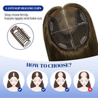 WORLDSTAR Hair Topper for Women Real Human Hair 360°3D Coverage Hairpieces Hand-stitched, No Bangs,75g,6 * 7 Inch Base,16 Inch #4 Medium Brown with Top Extension for Thinning Hair (tp#4-16)