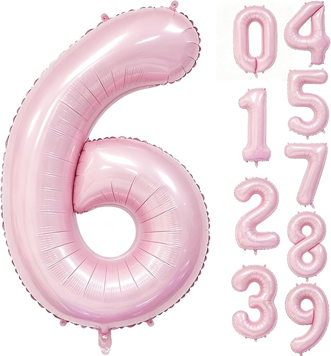 40 Inch Pink Number 6 Foil Balloon by Unknown