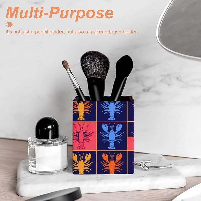 Pen Holder Hot Lobster, Leather Pencil Cup, Desktop Stationery Organizer Pen - Image 6