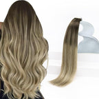 Sunny Hair Tape in Hair Extensions Human Hair Brown Balayage Blonde Tape in Extensions 16 Inch Real Hair Extensions Tape in 20Pcs 50g