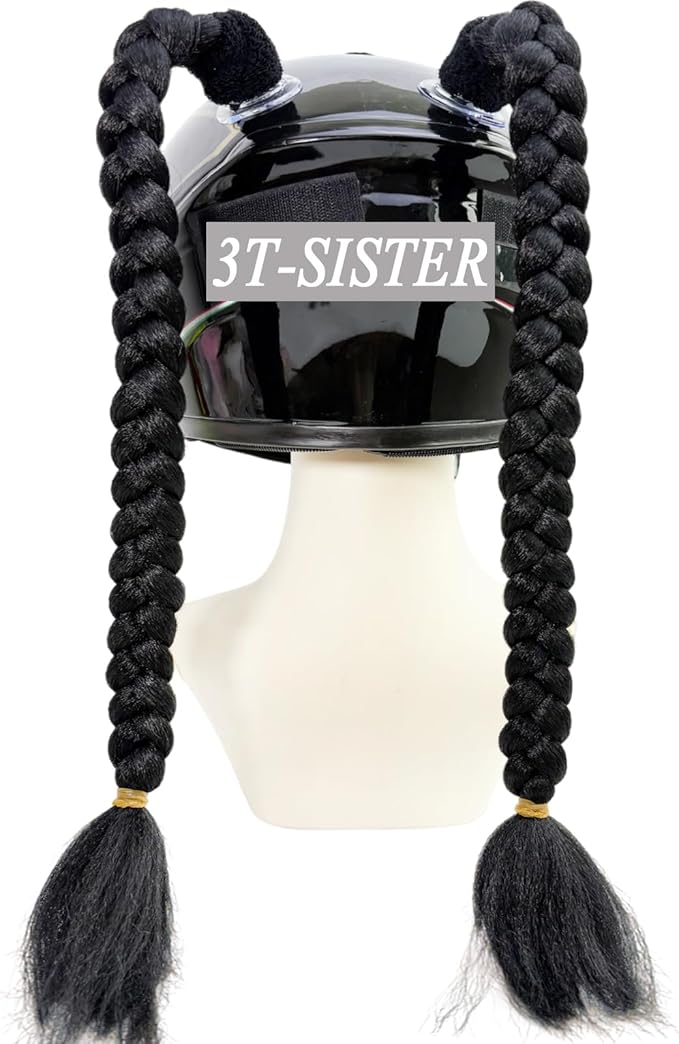Braids Pigtails with Suction Cup for Motorcycle, Ski, Bicycle Helmet Decoration 2 Pieces