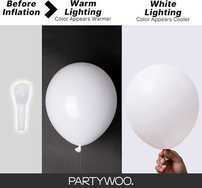 PartyWoo White Balloons 130pcs Matte White Latex Balloons Different Sizes | 18 - Image 3