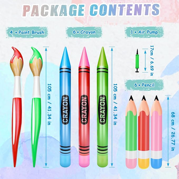 16 Pcs Large Inflatable Pencil Balloons Set Jumbo Inflatable Crayons Giant - Image 3