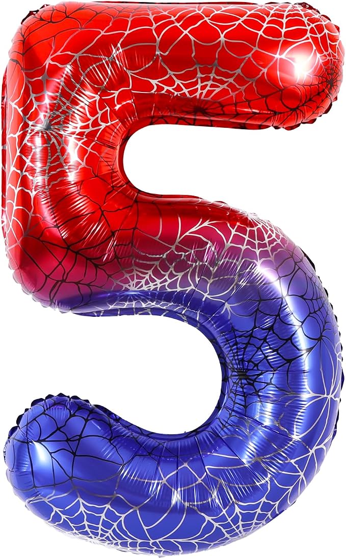 40 Inch Red Blue Number 5 Balloon by Vuzvuv