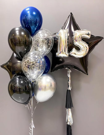 Black Star Balloons Set, Large Star Shaped Balloons - Image 2