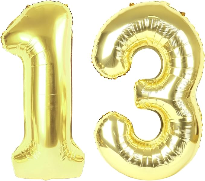 13 Balloon - Champagne Gold Birthday Number Balloons, 40 Inch Decorations | by ALPHADELTAPI