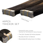 WENNALIFE Tape in Hair Extensions Human Hair, 40pcs 100g 22 inch Balayage Dark Brown Mixed Chestnut Brown Hair Extensions Real Human Hair Straight Tape in Extensions Invisible Human Hair Extensions